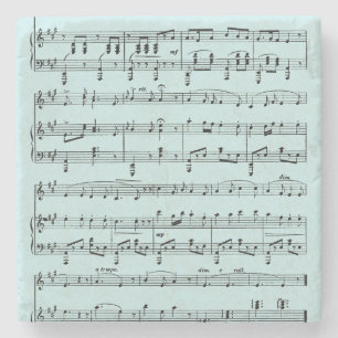 Blauw Bladmuziek Stenen Onderzetter
