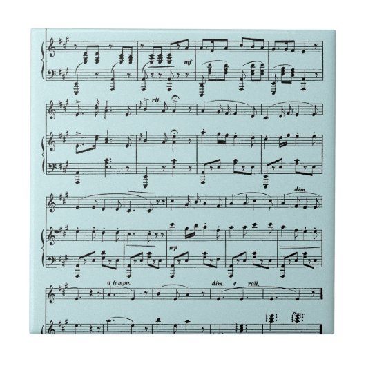 Blauw Bladmuziek Tegeltje (Voorkant)