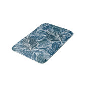 Blauw bladpatroon:  behang. badmat (Gekanteld)