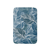 Blauw bladpatroon:  behang. badmat (Voorkant Verticaal)