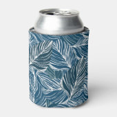 Blauw bladpatroon:  behang. blikjeskoeler (Blikje Voorkant)