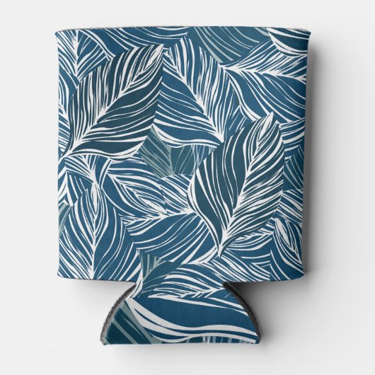 Blauw bladpatroon:  behang. blikjeskoeler (Voorkant)