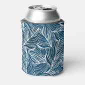 Blauw bladpatroon:  behang. blikjeskoeler (Blikje Achterkant)