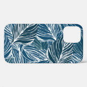 Blauw bladpatroon:  behang. Case-Mate iPhone case (Achterkant (horizontaal))