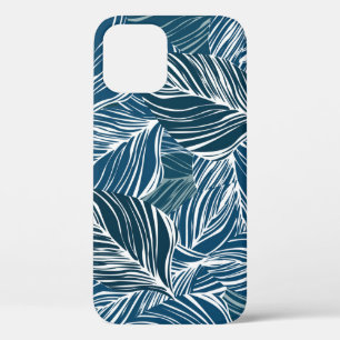 Blauw bladpatroon:  behang. Case-Mate iPhone case
