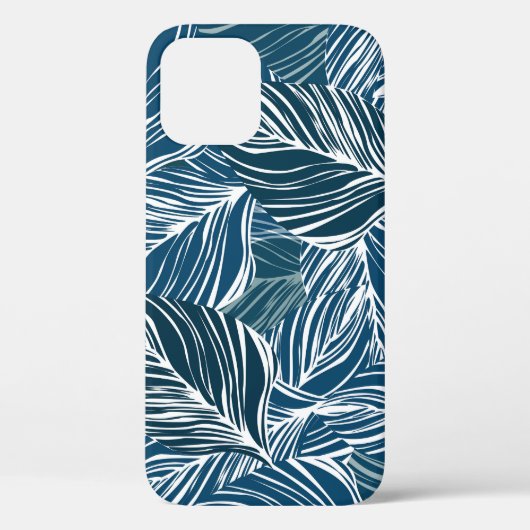 Blauw bladpatroon:  behang. Case-Mate iPhone case (Achterkant)