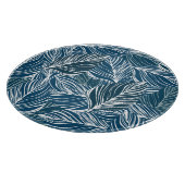 Blauw bladpatroon: behang. snijplank (Hoek)