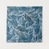 Blauw bladpatroon:  behang. wandkleed (Voorkant (horizontaal))