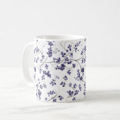 Blauw Bladpatroon Koffie Mok (Voorkant links)