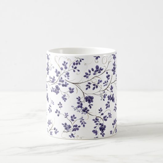 Blauw Bladpatroon Koffie Mok (Center)