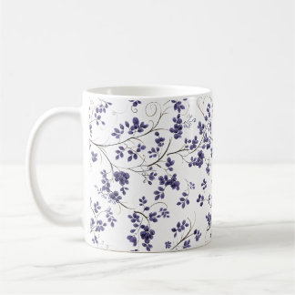 Blauw Bladpatroon Koffie Mok