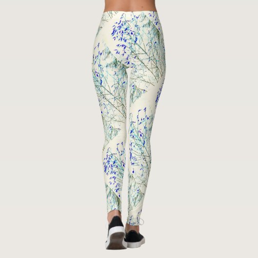 blauw bladpatroon leggings (Achterkant)