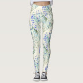 blauw bladpatroon leggings (Voorkant)