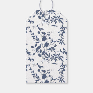 Blauw bladwerk envelop liner cadeaulabel