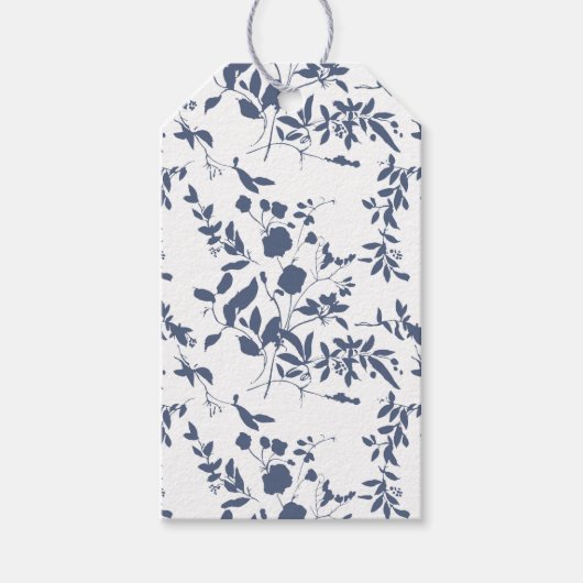 Blauw bladwerk envelop liner cadeaulabel (Voorkant)