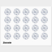 Blauw bladwerk envelop liner ronde sticker (Vel)