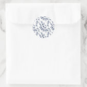 Blauw bladwerk envelop liner ronde sticker (Tas)