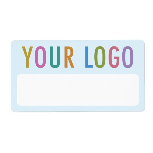 Blauw Blank Naam Stickers met Logo Badge Labels (Voorkant)