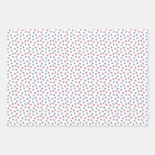 blauw blauw bladerbloem inpakpapier vel (Voorkant 3)