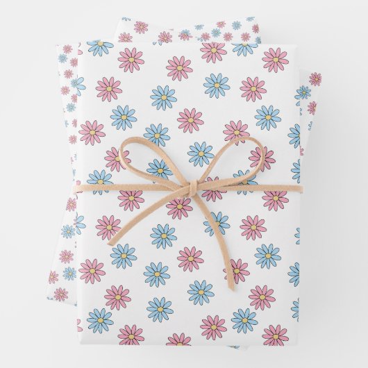  blauw blauw bladerbloem inpakpapier vel (In situ)