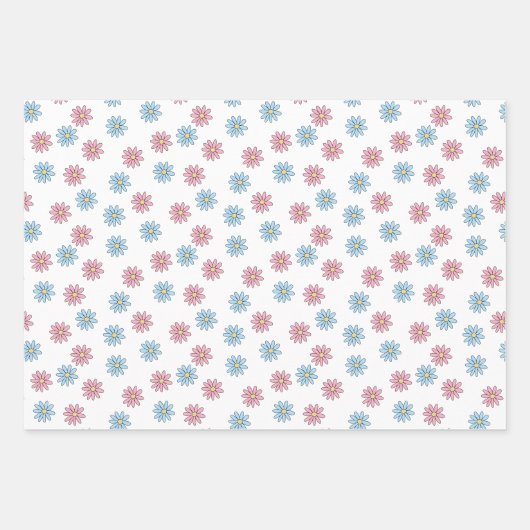  blauw blauw bladerbloem inpakpapier vel (Voorkant)