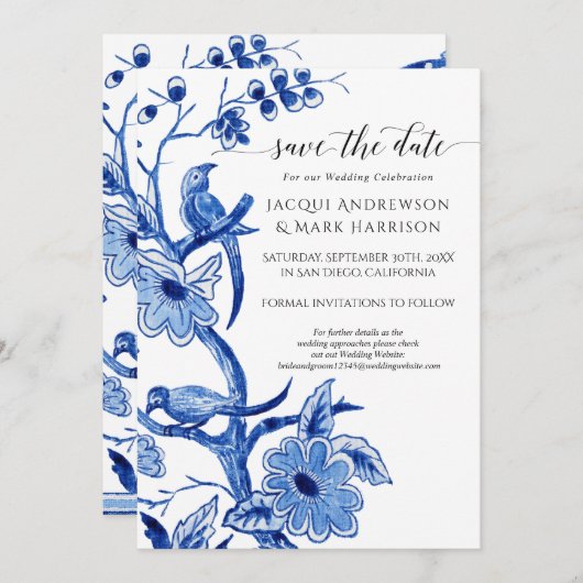 blauw blauw blauw blauw-maanvrij save the date (Voorkant / Achterkant)