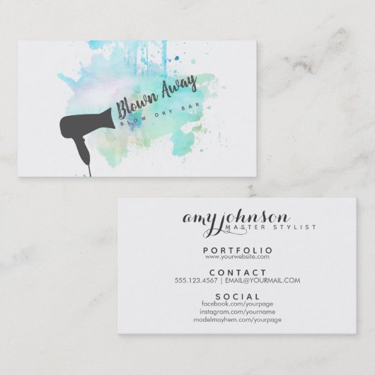 blauw blauw blauw haarstaartschouderblad visitekaartje (Voorkant / Achterkant)