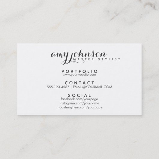 blauw blauw blauw haarstaartschouderblad visitekaartje (Achterkant)