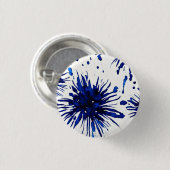 blauw blauw bloempatroon ronde button 3,2 cm (Voorkant /achterkant)