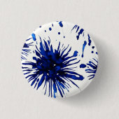blauw blauw bloempatroon ronde button 3,2 cm (Voorkant)