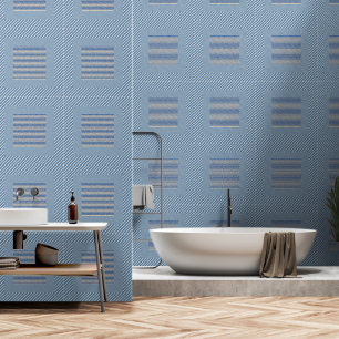 Blauw + blauw blok en strepen behang