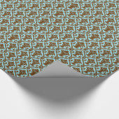 Blauw--blauw-Damaspatroon Cadeaupapier (Hoek)