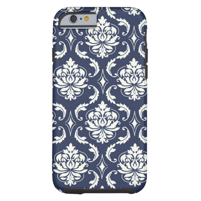  blauw blauw Damaspatroon Case-Mate iPhone Case (Achterkant)