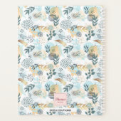 Blauw Blauw Goud Bladerblad monogram 2026 Planner (Achterkant)