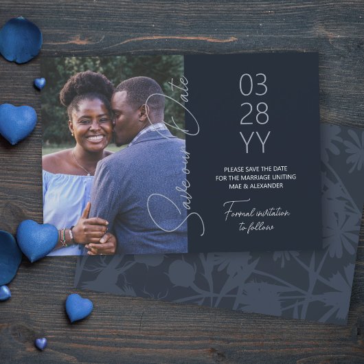 Blauw, Blauw-Grijs bruiloft Save the Date Kaart