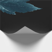 Blauw blauw jaartal van zwarte bladleder, Cyanotyp Cadeaupapier (Hoek)