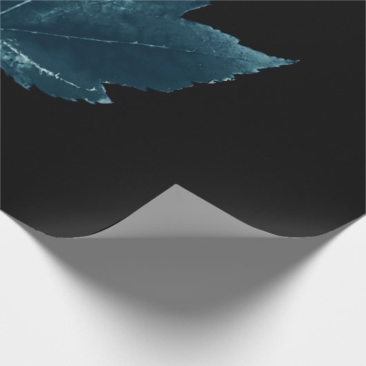 Blauw blauw jaartal van zwarte bladleder, Cyanotyp Cadeaupapier (Hoek)