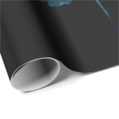 Blauw blauw jaartal van zwarte bladleder, Cyanotyp Cadeaupapier (Rol Hoek)