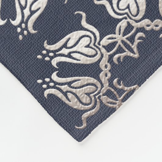 blauw blauw patroon met barokstijl fleece deken (Hoek)