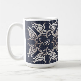 blauw blauw patroon met barokstijl koffiemok