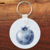 Blauw Blauwe Bosbessen Fruit Sleutelhanger (Achterkant)