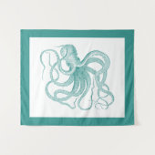 Blauw-blauwe  octopus tapijten wandkleed (Voorkant (horizontaal))