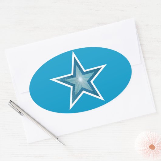 Blauw blauwe sterovaalsticker ovale sticker (Envelop)