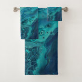 Blauw Blauwgroen acrylveeg Abstract vloeibaar Bad Handdoek (Insitu)