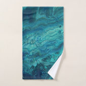 Blauw Blauwgroen acrylveeg Abstract vloeibaar Bad Handdoek (Handdoek)