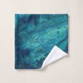 Blauw Blauwgroen acrylveeg Abstract vloeibaar Bad Handdoek (Wasdoekje)