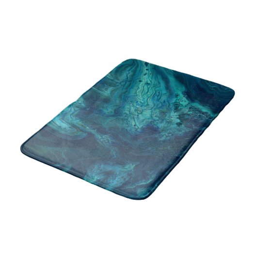 Blauw Blauwgroen acrylveeg Abstract vloeibaar Badmat (Gekanteld)