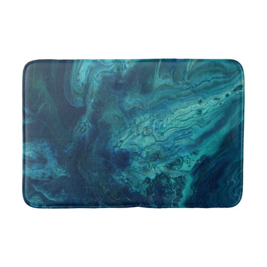 Blauw Blauwgroen acrylveeg Abstract vloeibaar Badmat (Voorkant)