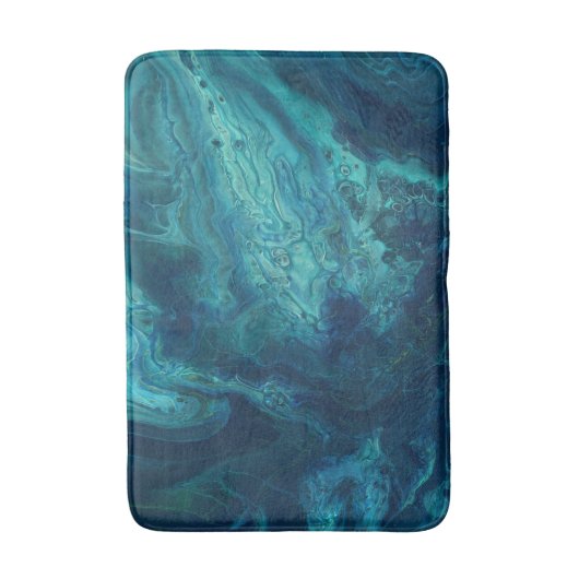 Blauw Blauwgroen acrylveeg Abstract vloeibaar Badmat (Voorkant Verticaal)