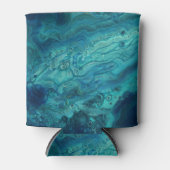 Blauw Blauwgroen acrylveeg Abstract vloeibaar Blikjeskoeler (Voorkant)